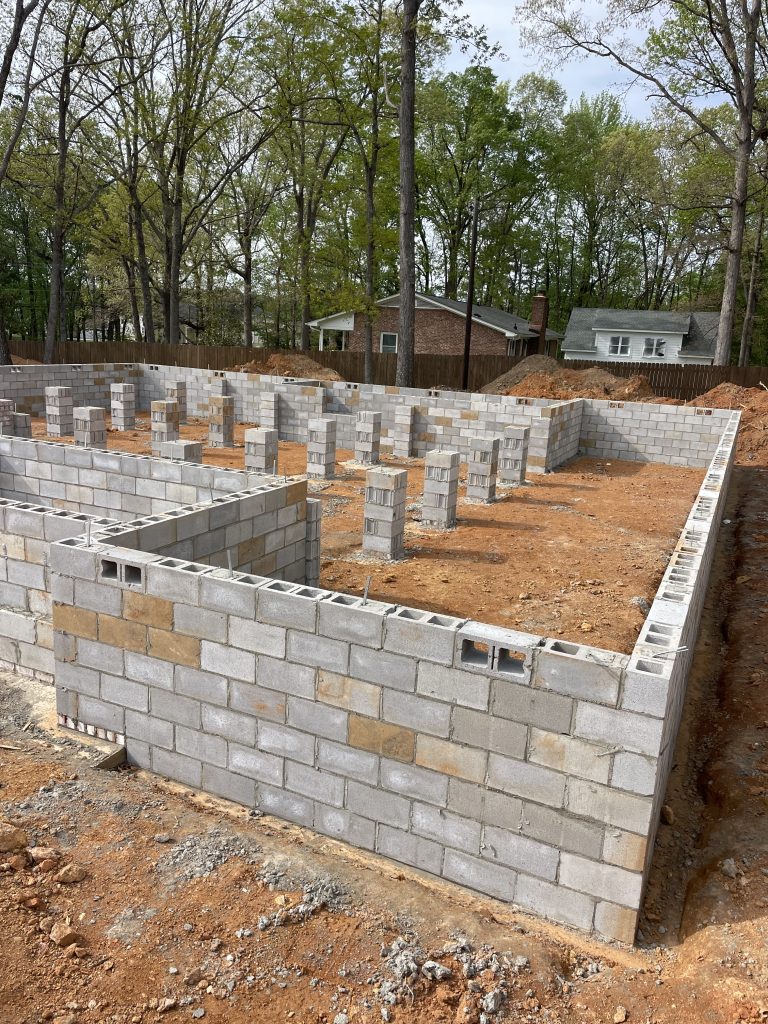 A pier and beam foundation with no framing started on an upstate SC home.